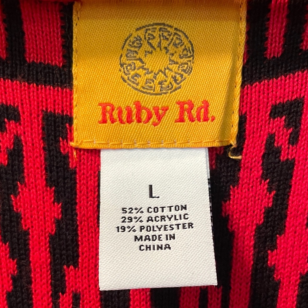 Ruby Rd Red and Black Patterned Women's Sweater - Picture 2 of 5